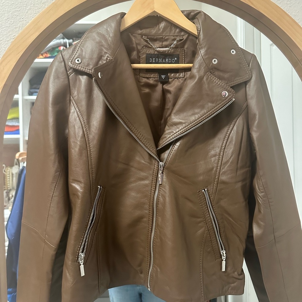 Bernardo Brown Leather Moto Jacket - Picture 8 of 9